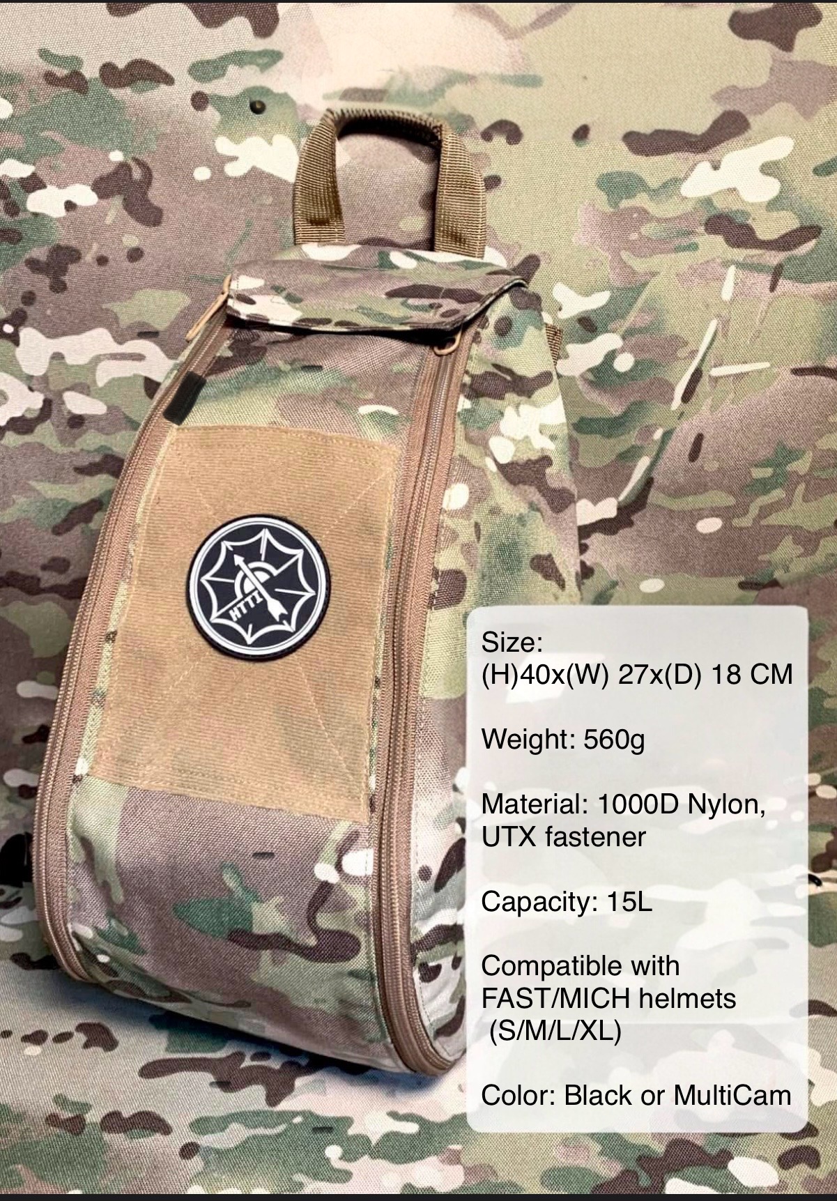 Helmet Bag Shoulder Carry & Attaches to MOLLE Interface